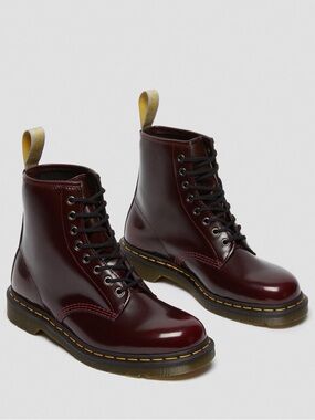 DR. MARTENS Vegan 1460 Lace Up Boots Cherry Red Oxford Rub Off | 8